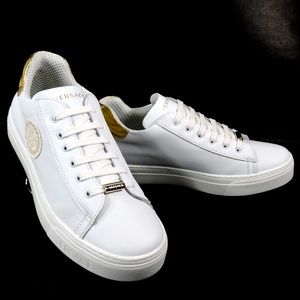 VERSACE 🇮🇹 WOMENS WHITE LEATHER COMFORT FASHION SNEAKERS